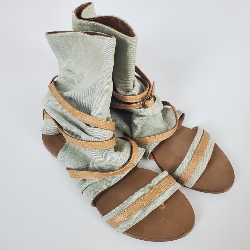 ZARA denim fabric ankle sandals